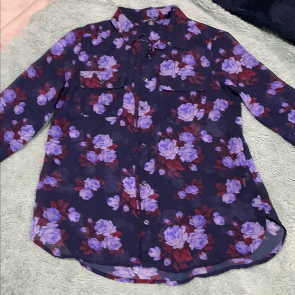 American Eagle Button Down Blouse Floral as Small